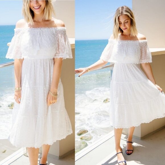 New Cupcakes Cashmere Contessa White Dress Size XS Midi Marshmallow Shopbop Boho - Picture 1 of 12